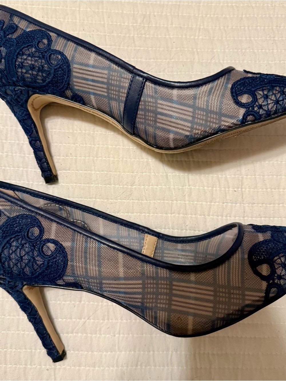 Karl Lagerfeld Navy Lace Mesh Pumps